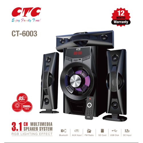 CTC CT-6003 3.1CH SUPER BASS Subwoofer 20000W PMPO BT/USB/SD/FM/AUX