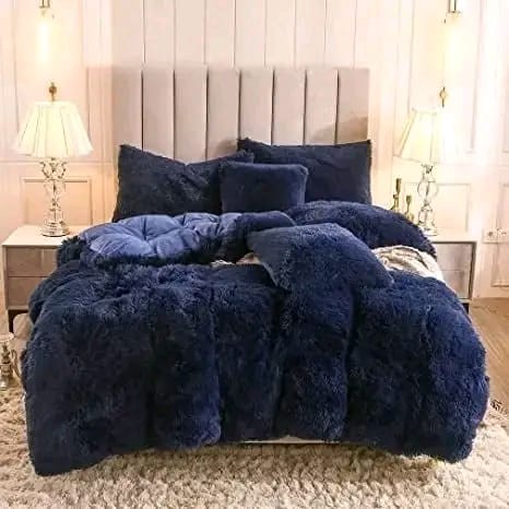 6pcs of 6*7 Fluffy duvet Set Comes as 1pc Fluffy Duvet, 1pc Bedsheet 2pcs Pillow Cases and 2pcs Trow Pillow Cases or Cover Bedding Set