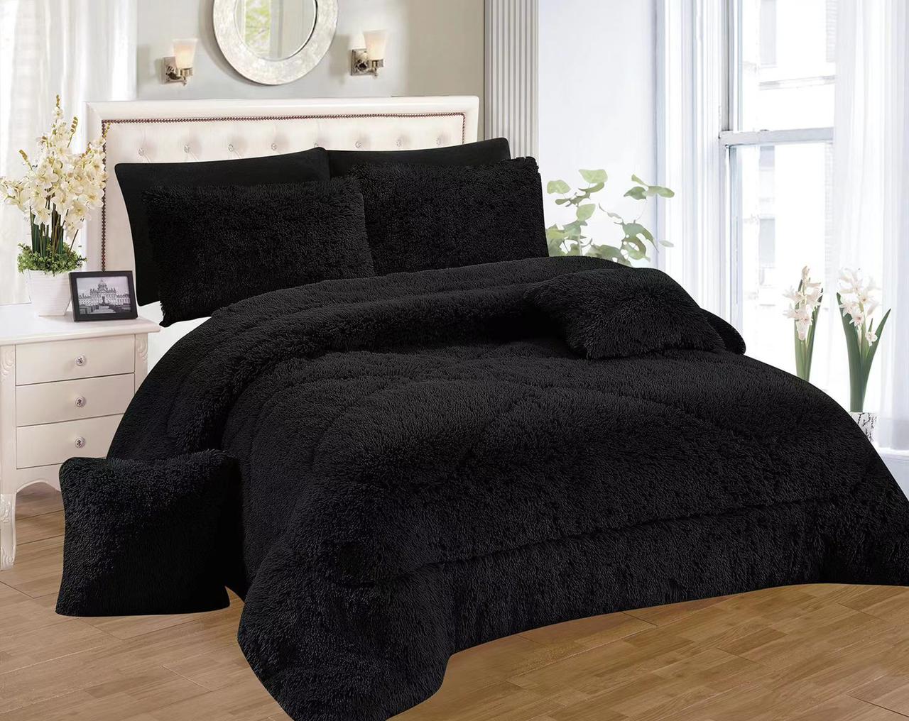 6pcs of 6*7 Fluffy duvet Set Comes as 1pc Fluffy Duvet, 1pc Bedsheet 2pcs Pillow Cases and 2pcs Trow Pillow Cases or Cover Bedding Set
