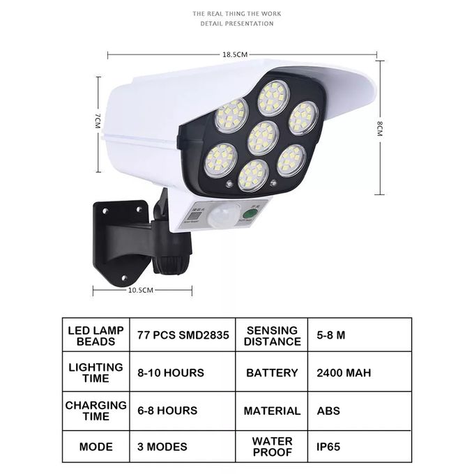Solar Light Motion Sensor Solar Powered Sensor Security Fake Dummy Camera Flood Light