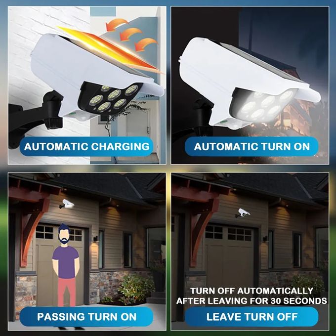 Solar Light Motion Sensor Solar Powered Sensor Security Fake Dummy Camera Flood Light