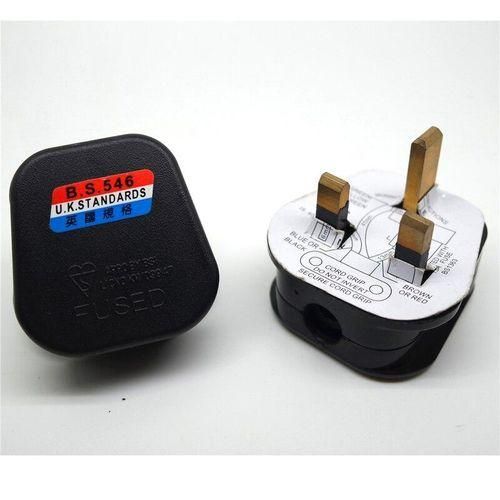 High Quality Black 3 Pin UK Mains Top Plug 13A Appliance Power Socket Fuse Adapter Household