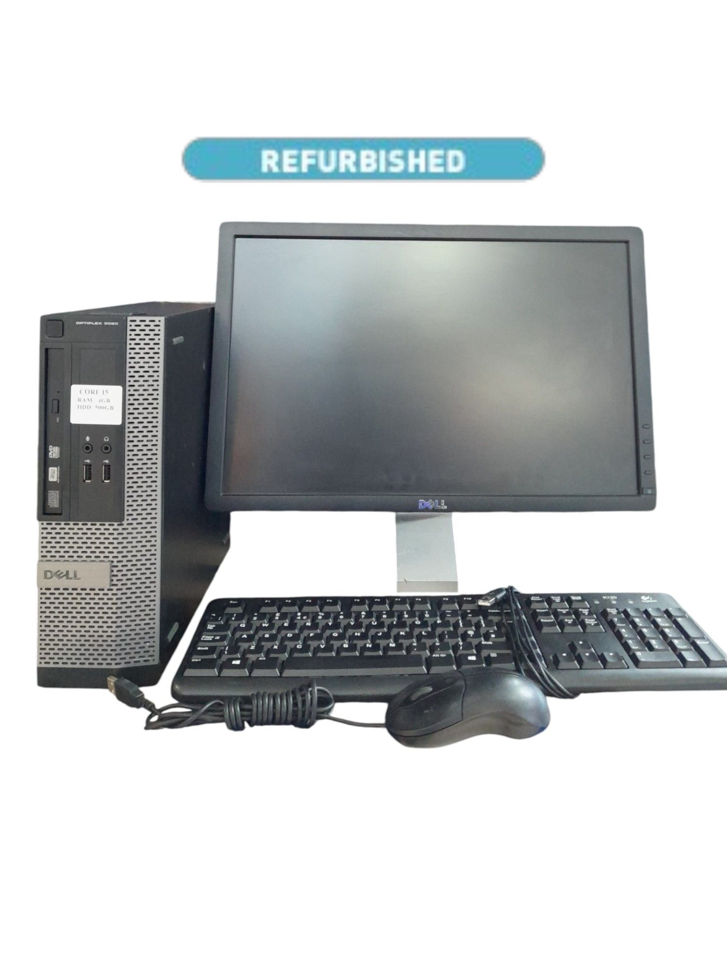 Complete Set with mouse and keyboard} Refurbished Dell OPTIPLEX 3020 INTEL CORE I5-4GB RAM, 500GB HDD-3.2GHz Desktop computer + 19" Monitor-Black