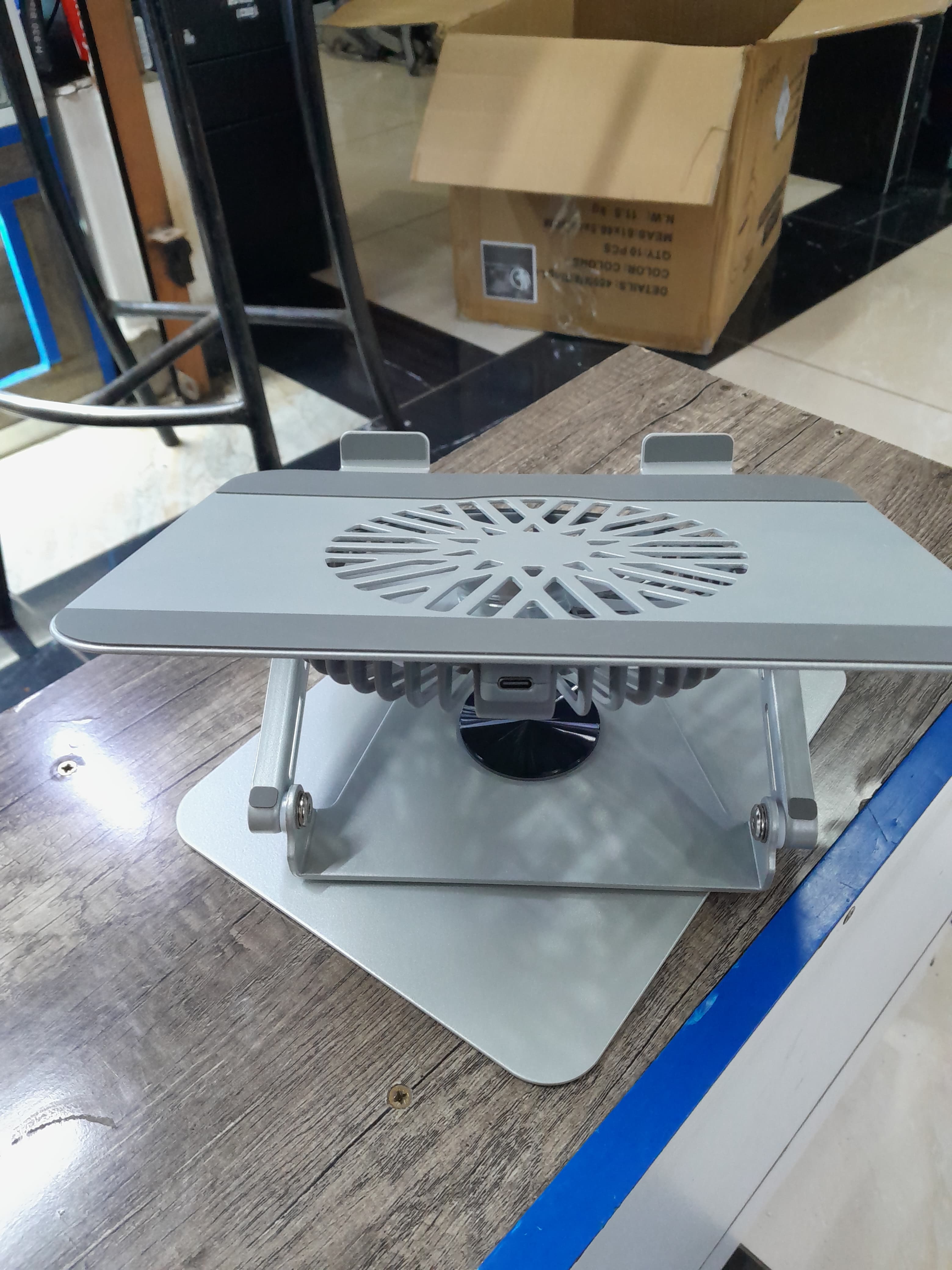 Laptop Stand With Fan and 360 Rotating Base, Adjustable Height Up to 10", Ergonomic Aluminum Laptop Riser Holder Computer Stand for Laptop 10 14 15 17 Inches
