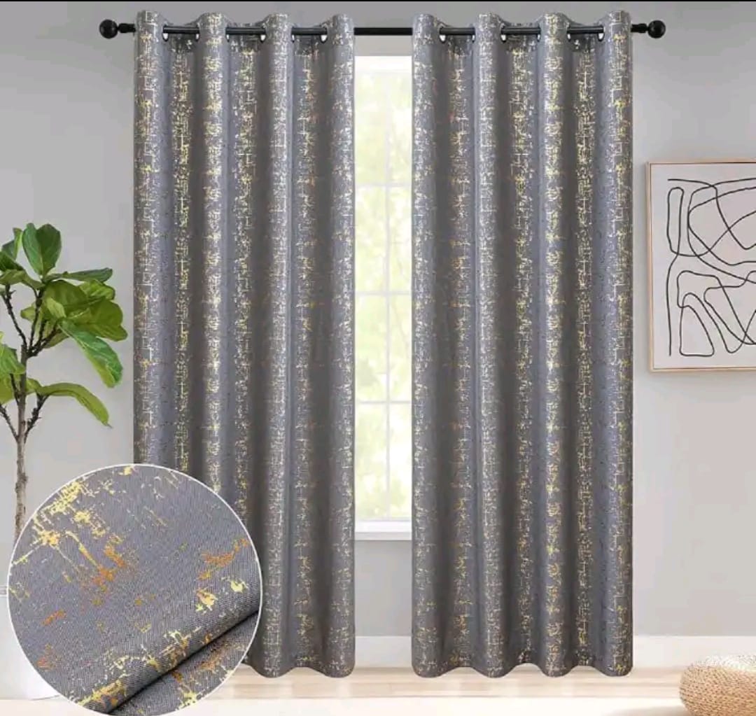 Clearance Offer!! Luxury Golden Blackout Curtains-3PCs curtains 1.5m Each +Sheer 3m