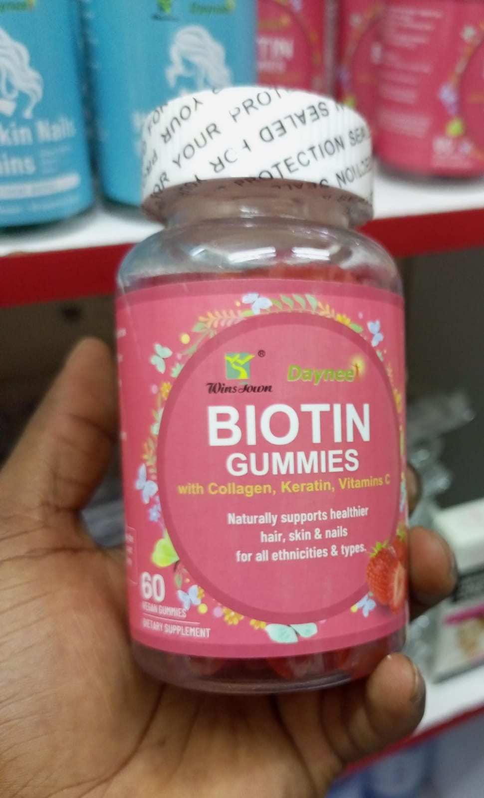 Biotin gummies with collagen,keratin and vitamin C supports healthier  hair,skin and nails