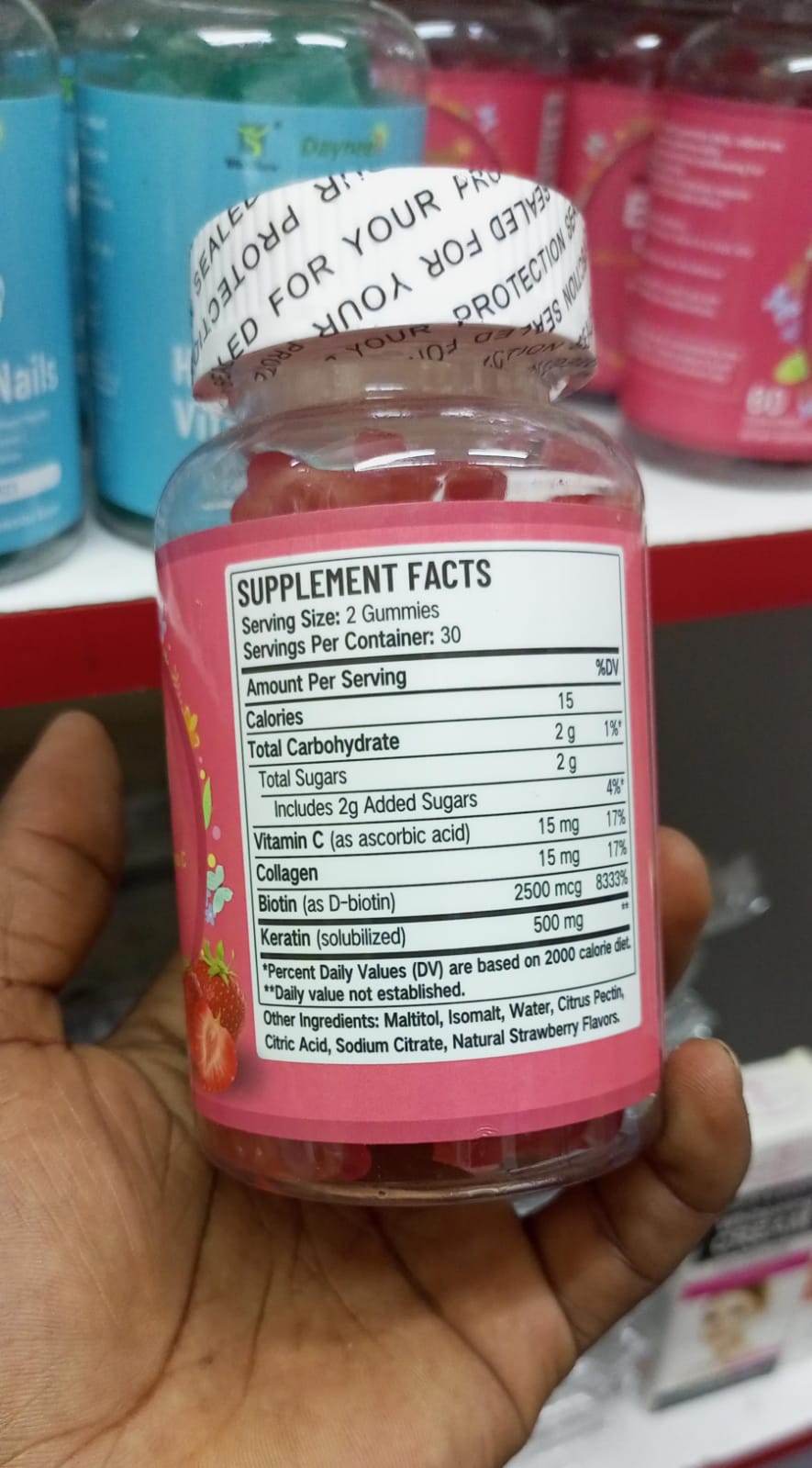 Biotin gummies with collagen,keratin and vitamin C supports healthier  hair,skin and nails