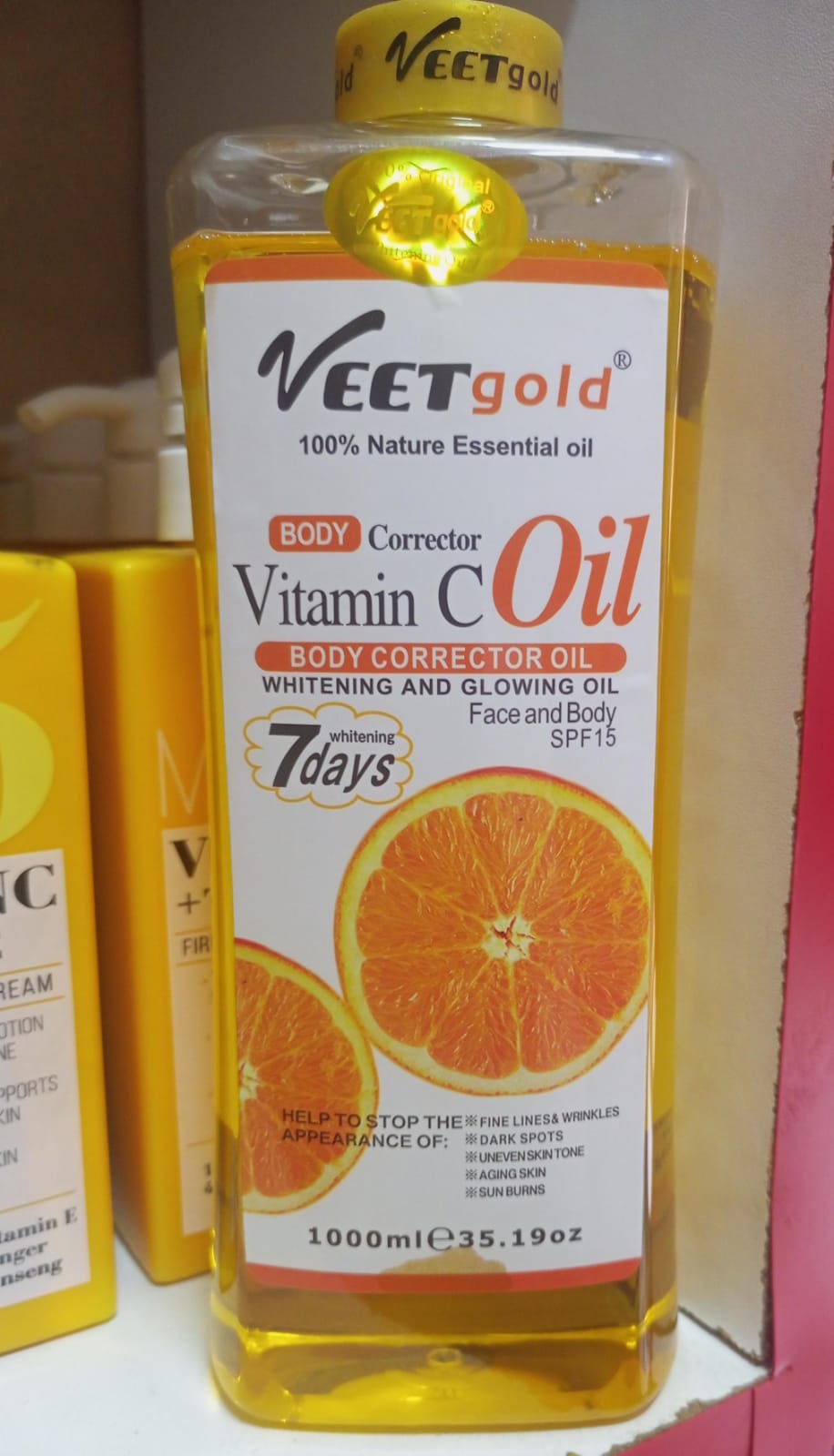 Veet Gold Vitamin C Body Corrector Oil Whitening and Glowing oil Face and Body Oil 7 days whitening orange oil
