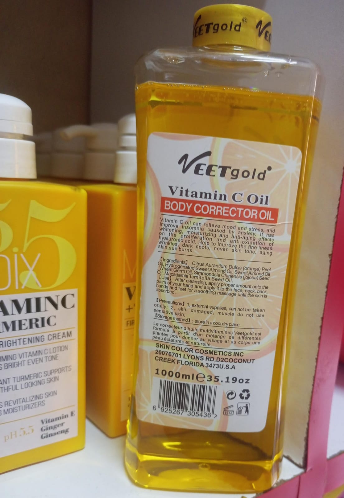 Veet Gold Vitamin C Body Corrector Oil Whitening and Glowing oil Face and Body Oil 7 days whitening orange oil