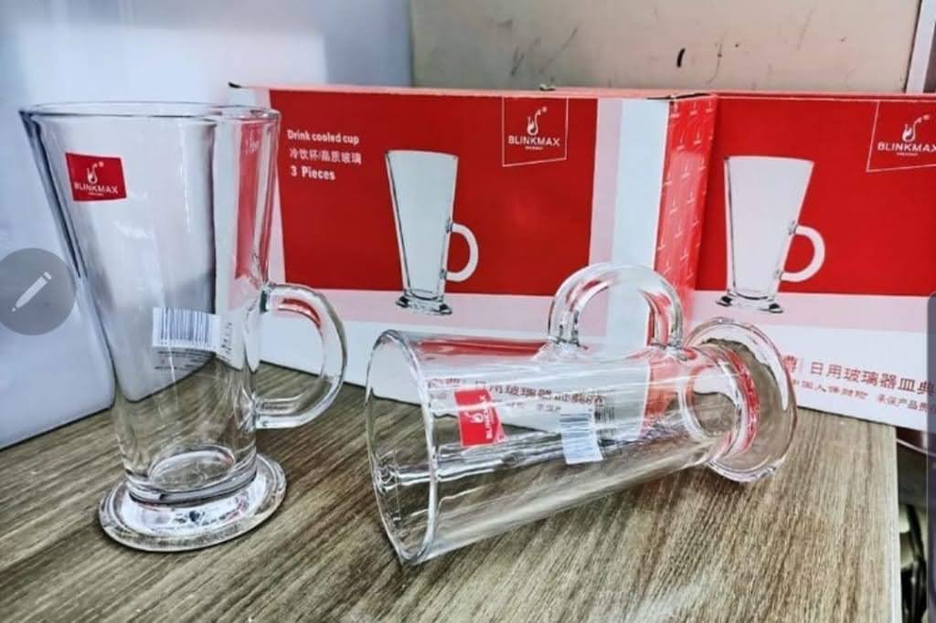 3 pc Irish mugs, Coffee Glass with Handle & Footed Stem Base - Clear Irish Coffee Glasses for Tea, Coffee, & Hot Chocolate - Heavy Duty Irish Coffee Mugs