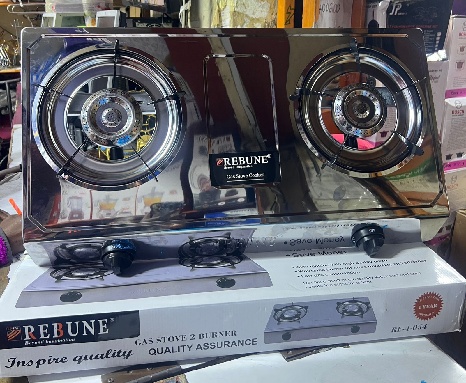 2  burner table top gas  stainless steel body  rebube