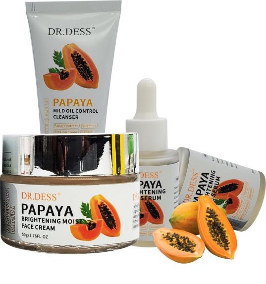 DR.DESS  3 in 1  PAPAYA FACIAL SKIN CARE cleanser, serum and face cream