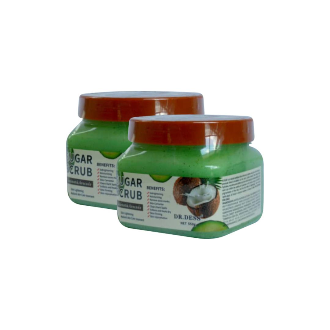 DR.DESS Coconut & Avocado  Sugar Body Scrub Bath Brightening Exfoliating Bath Spa  Sugar Scrub Softens improve circulation, and leave skin smooth, bright, and refreshed 550g