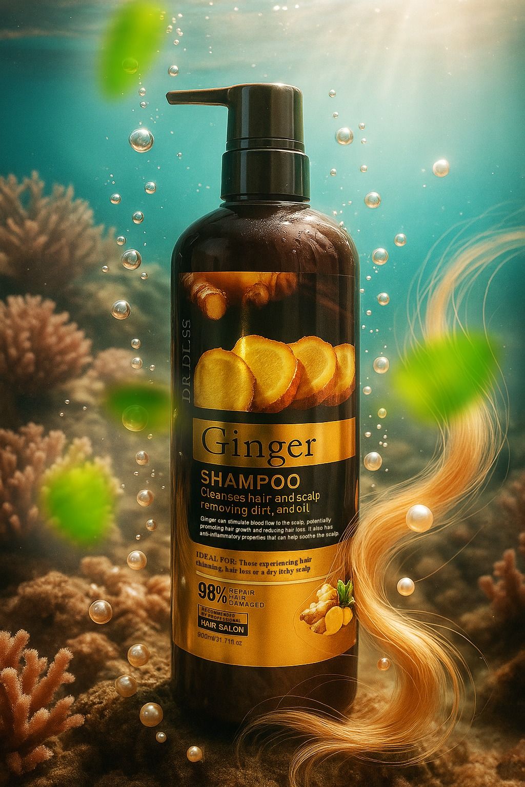 DR.DESS Ginger Shampoo Anti-Hair Fall Hair Growth Strengthening Nourishing Scalp Hydrating Soft Hair Enriched with natural ginger extract Hydrates and softens dry hair Enriched with natural ginger