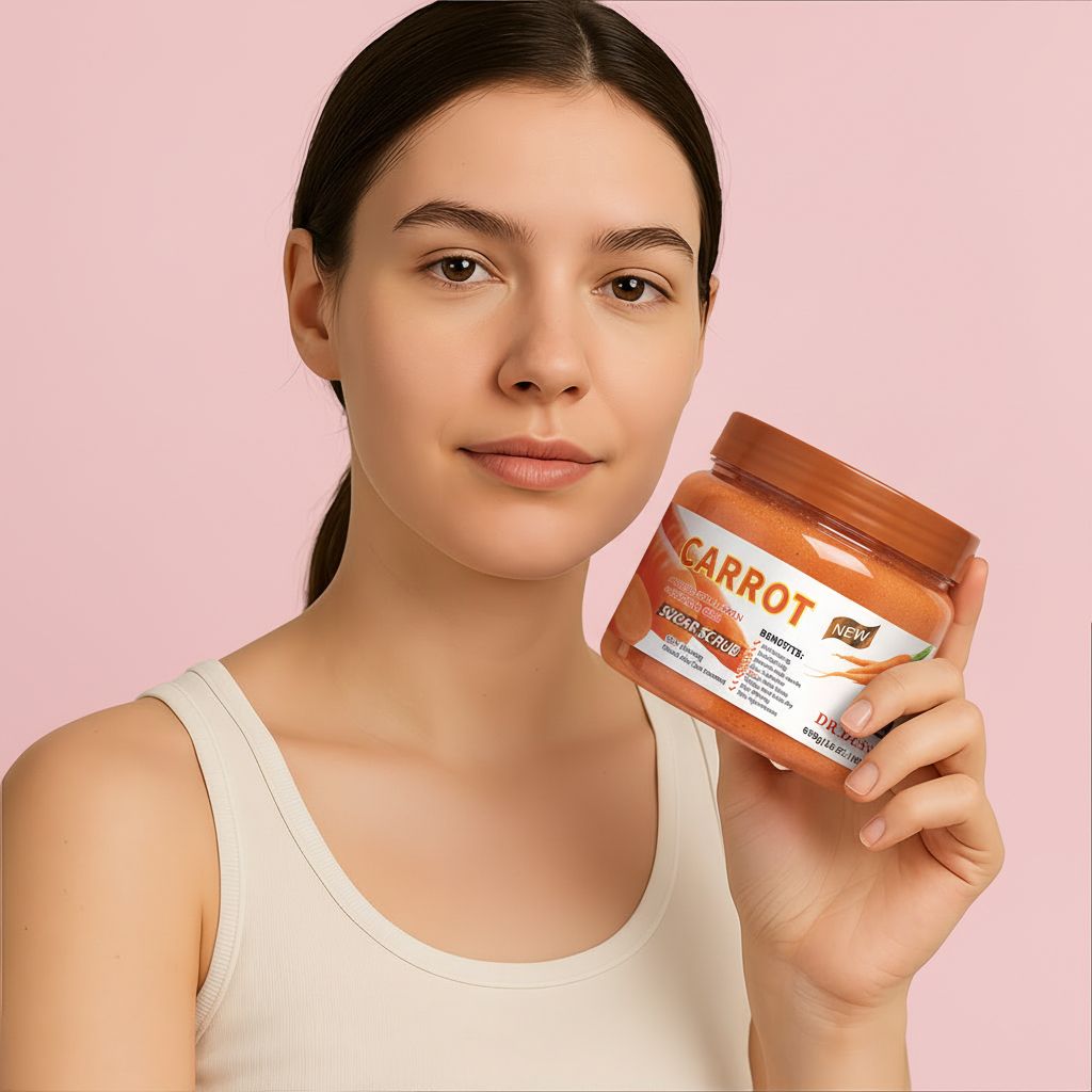 DR.DESS Carrot Sugar  Body Scrub Bath Brightening  Spa Exfoliating Scrub Infused with Vitamin C & E Skin Firming Skin Rejuvenation