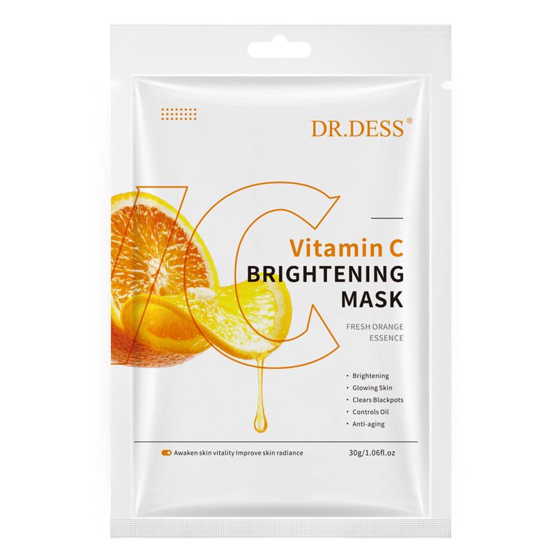 DR.DESS  5pcs Vitamin C Face Mask Sheet Long Lasting Nourishing Mask Brightening Revitalize Face Mask