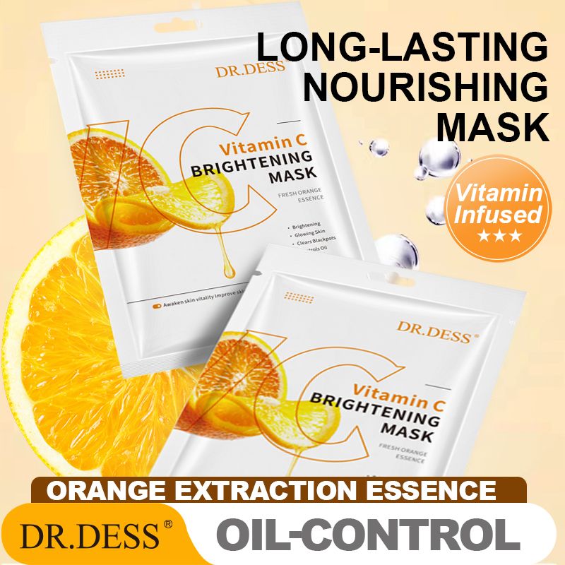 DR.DESS  5pcs Vitamin C Face Mask Sheet Long Lasting Nourishing Mask Brightening Revitalize Face Mask