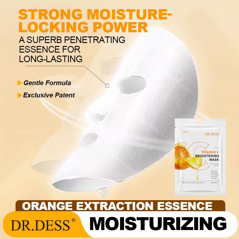 DR.DESS  5pcs Vitamin C Face Mask Sheet Long Lasting Nourishing Mask Brightening Revitalize Face Mask
