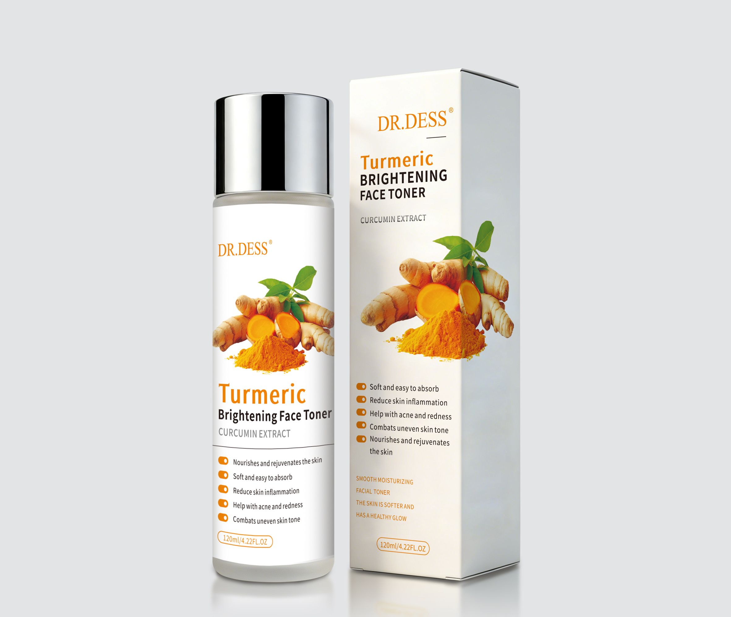 DR.DESS  2 in 1 Turmeric Face Lotion and Face Toner brighten skin, fade dark spots, and reduce acne Soothes Inflammation