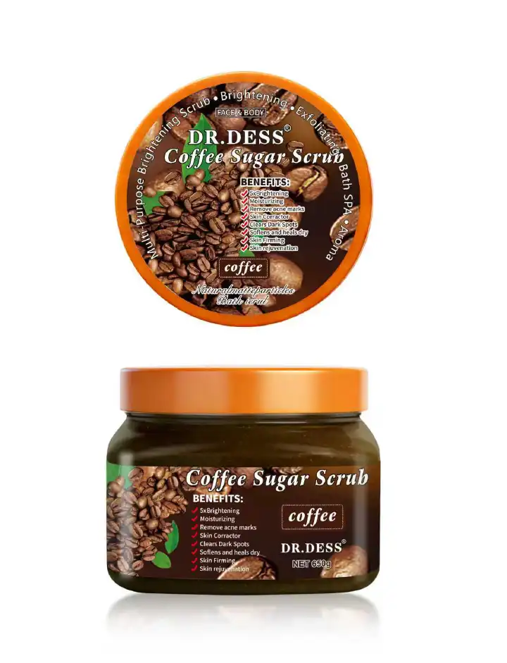 DR.DESS Coffee Sugar Scrub Bath Brightening  Spa Scrub Exfoliating Body Scrub 550g removes dead skin cells enhancing circulation, reducing  temporary appearance of cellulite, and decrease inflammation