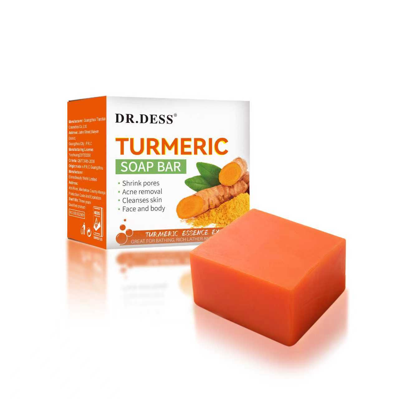Dr .Dess Turmeric Soap Anti Acne Skin Repair Deep Cleaning Skin Cleanser Soap Reducing Inflammation For Body and Face
