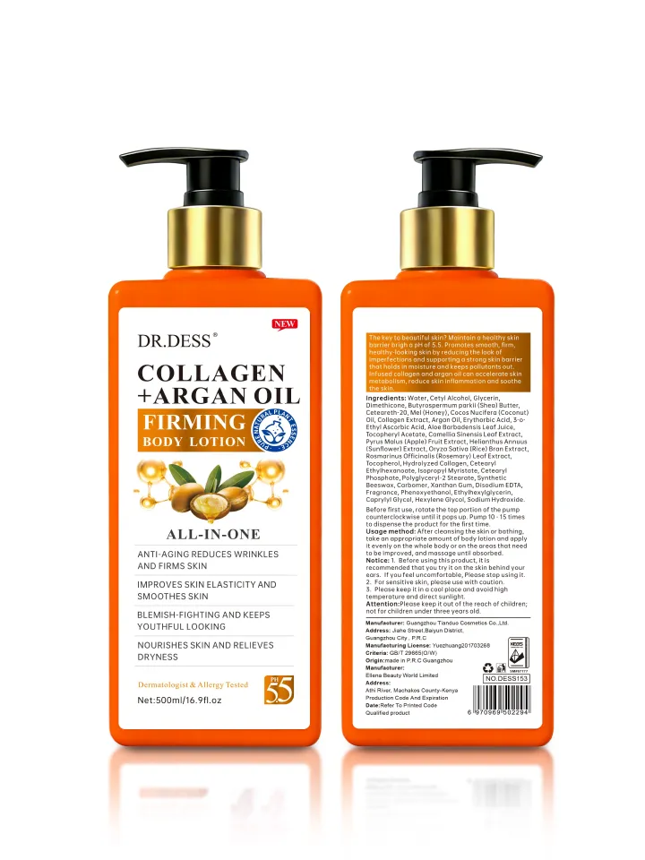 DR.DESS  Collagen with Argan Oil Firming Body Lotion Nourishes Skin and relives Dryness 500ml Anti-Aging Firms Skin