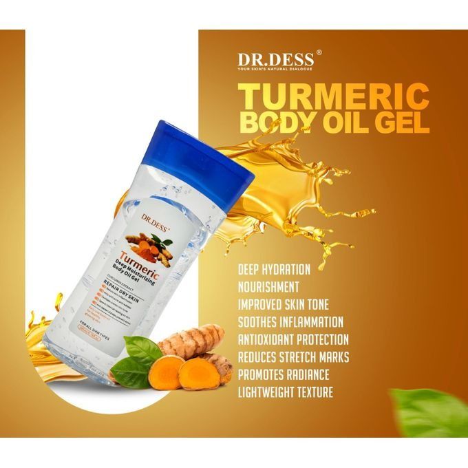 DR.DESS  Turmeric moisturizing Body Oil Gel 200ml Non Sticky Easy Absorb and Deeply Hydrating