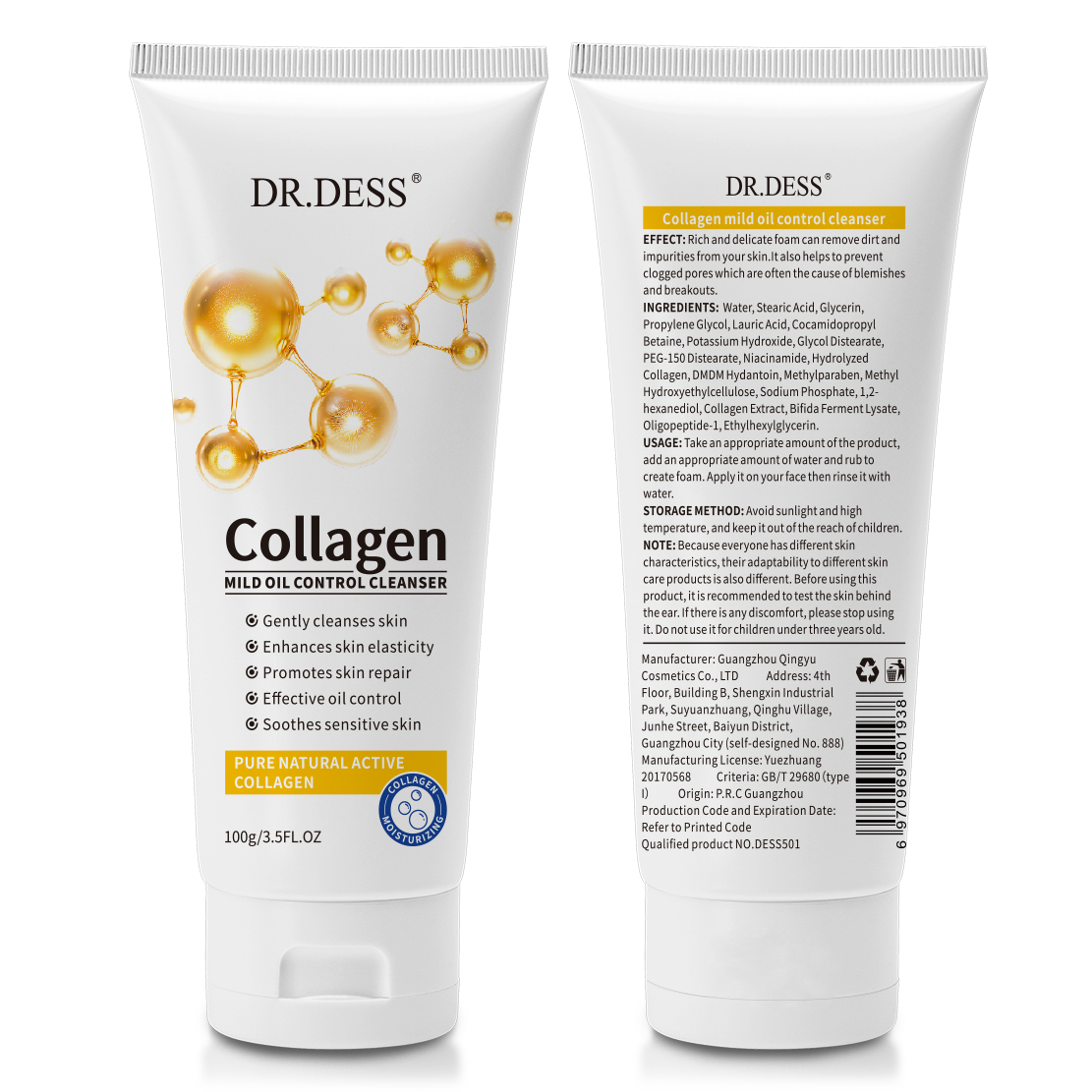 DR.DESS  Collagen Face Cleanser combine deep cleansing with anti-aging benefits to boost skin elasticity, hydration, and firmness