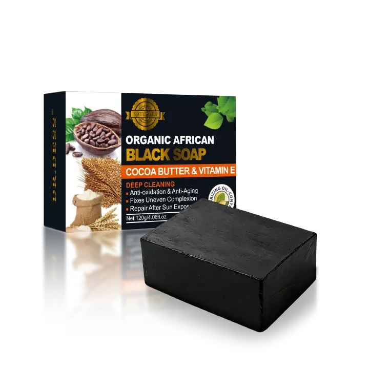 DR.DESS  Organic African Black Soap Cocoa Butter and Vitamin E Deep Cleansing Anti-Oxidation Fixes Uneven Skin Repairs After Sun Exposure