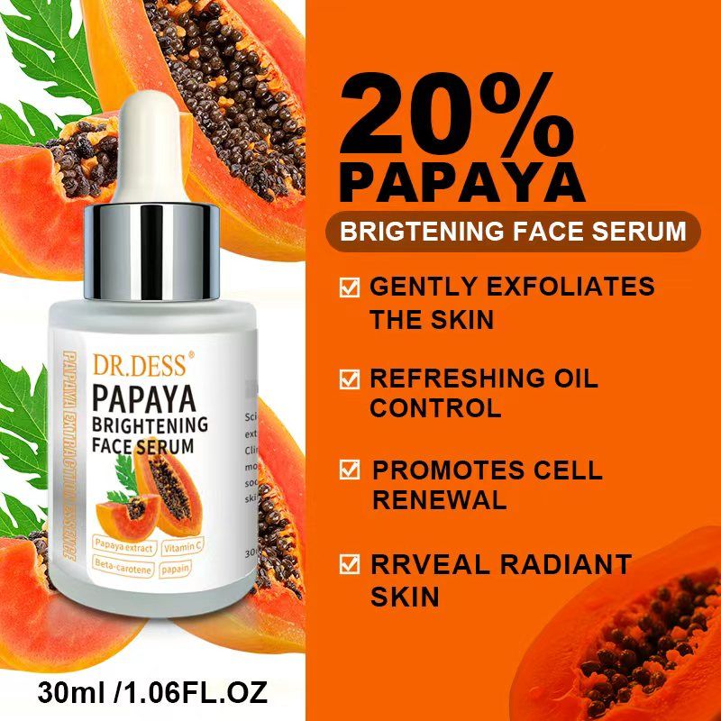 DR.DESS Papaya Brightening Face Serum Protects against Acne, Dark Spots, Freckles Reduces Skin Pigmentation and Anti Aging Facial Serum Oil Control 30ml