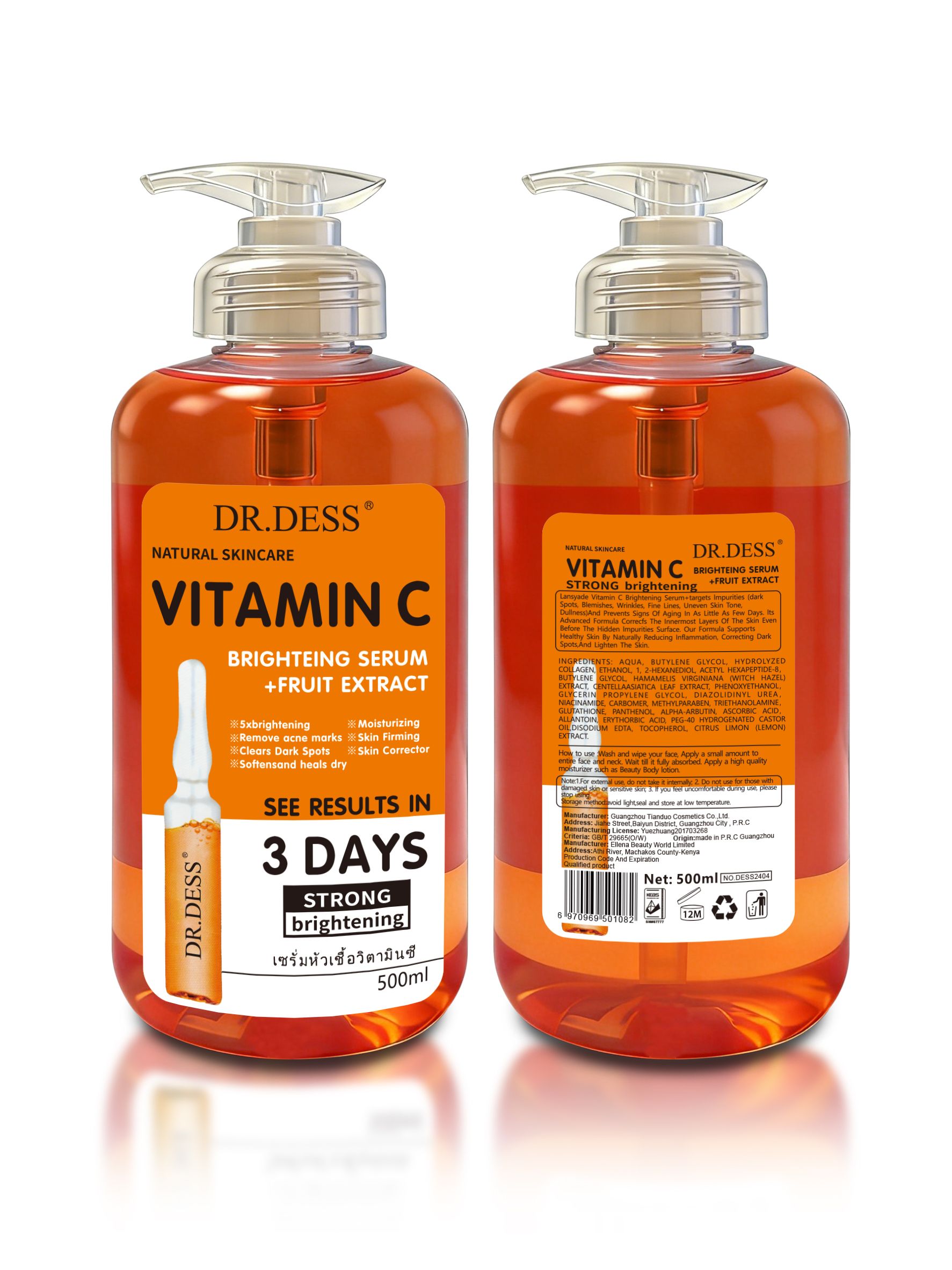 DR.DESS  Vitamin C Brightening Serum Fruit Extract Removes Acne Marks Brightening Skin Firming Skin Corrector