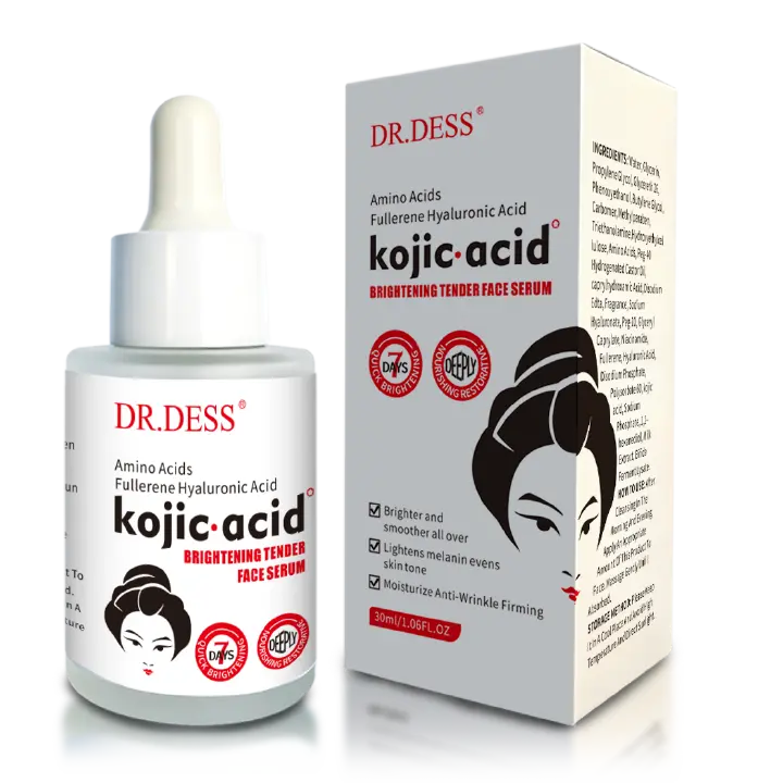 DR.DESS Kojic Acid Brightening Face Serum Protects against Acne, Dark Spots, Freckles Reduces Skin Pigmentation and Anti Aging Facial Serum 30ml