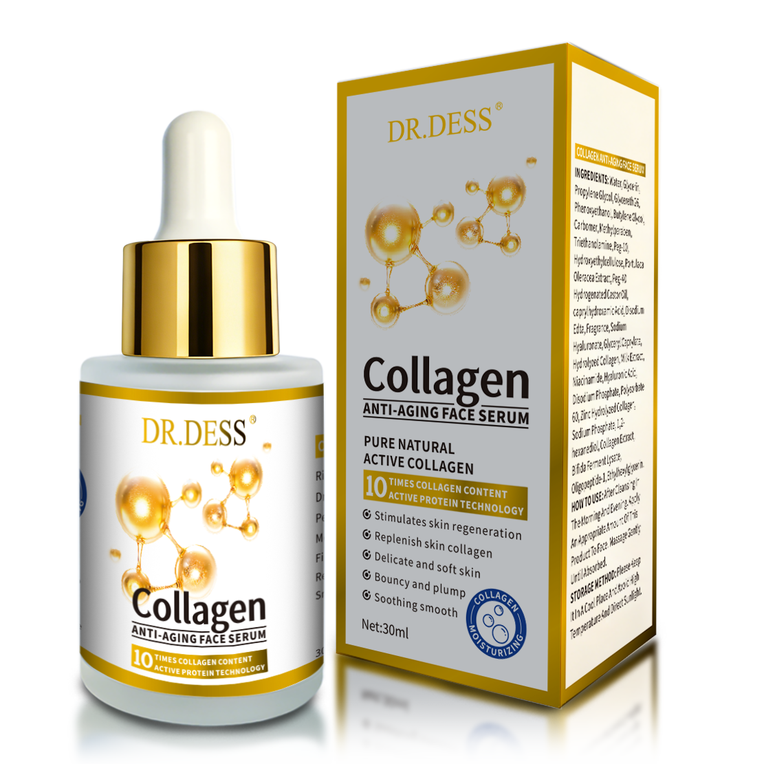 Dr Dess Collagen Face Serum hydrating firming boost skin elasticity, reduce the appearance of fine lines, and promote a youthful, radiant complexion Anti Aging Face Serum