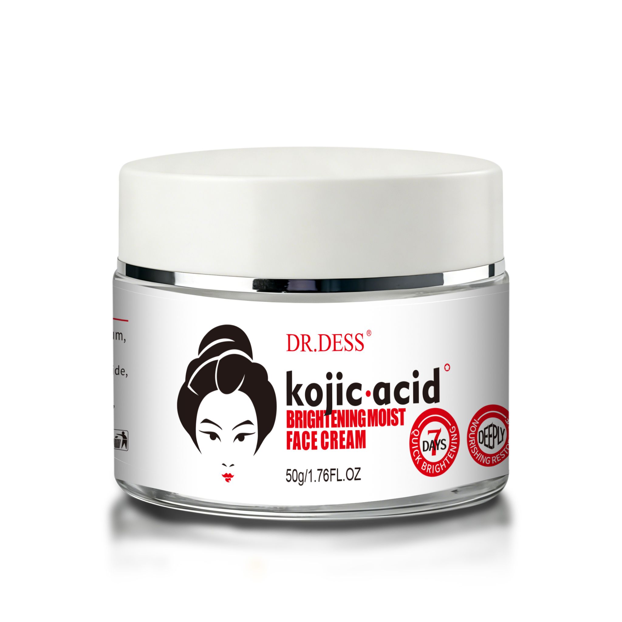 DR.DESS Kojic Acid Brightening Moist Face Cream 50g Skin Lightening Hydrating Anti-Acne Reduces Dark Spots Smooth Nourishing Daily Moisturizer