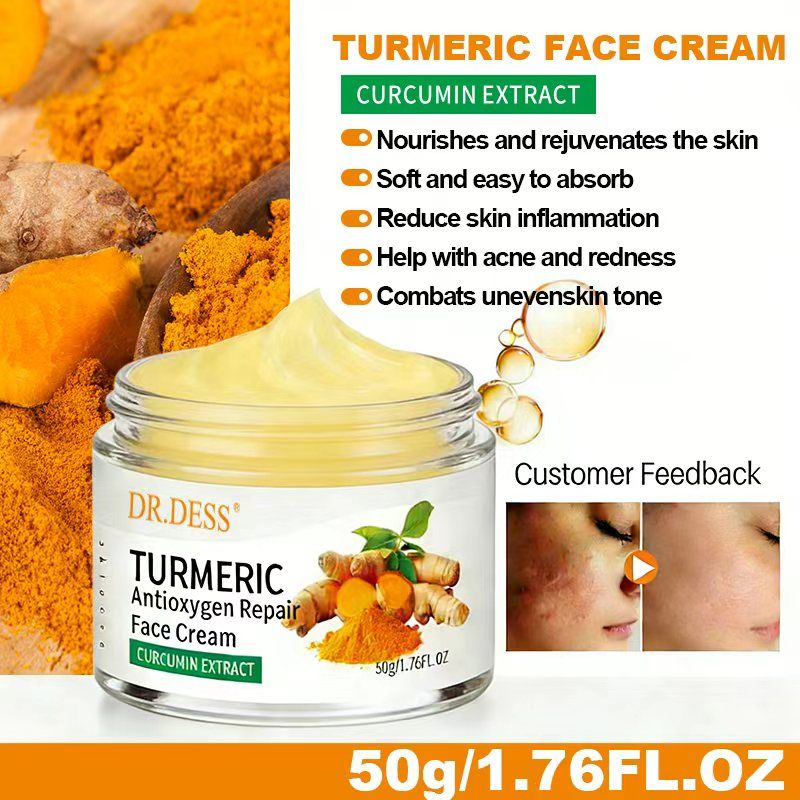 DR.DESS  Turmeric  Face Cream, Anti Oxidation Turmeric Cream , Face Cream For Deep Moisturizing skin Prevents Acnes, Oil Control and Soothing, skin Repair