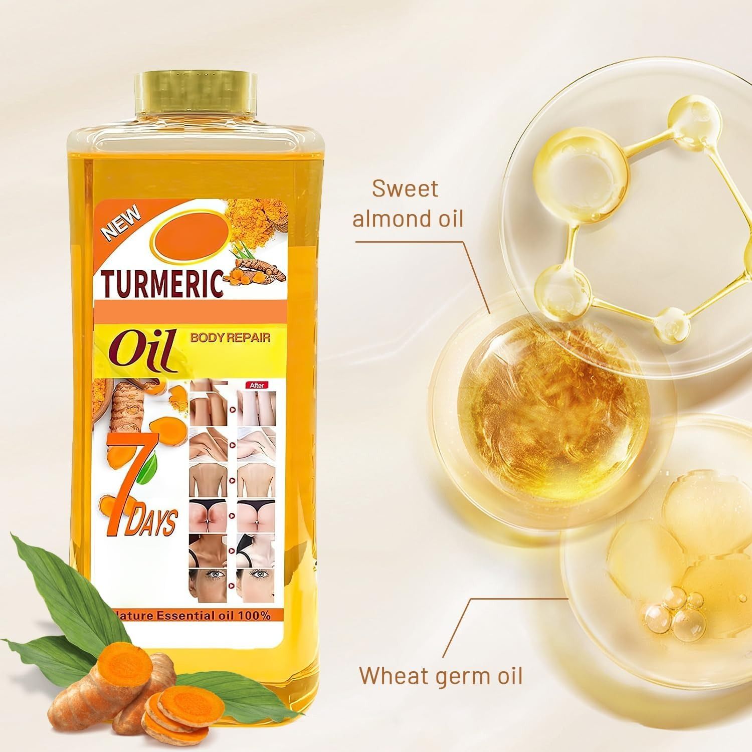 Veet Gold Turmeric Body Oil Super Brightening  Leave Your Skin Moisturized Without Drying It Out 1000l 500ml 300ml