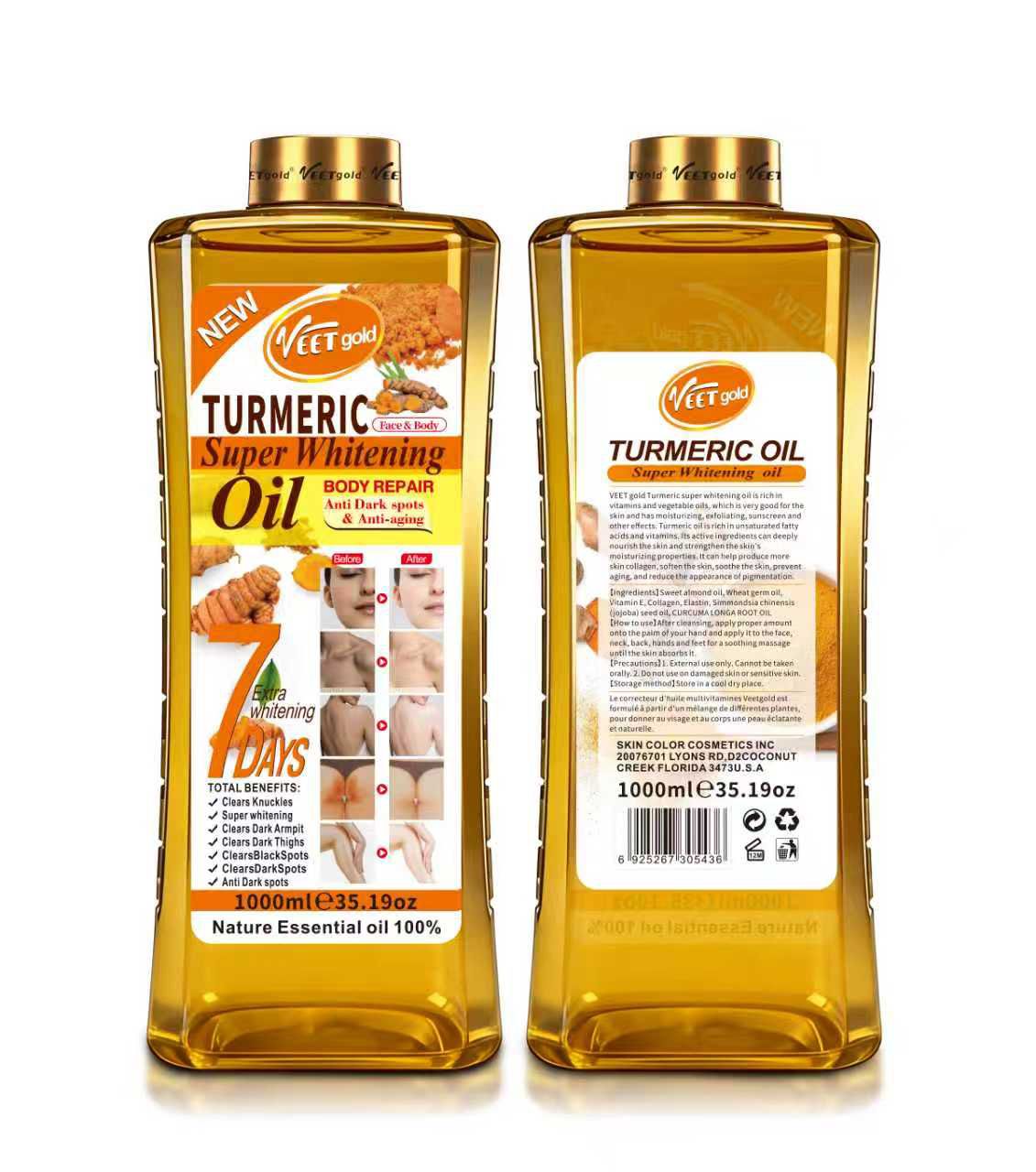 Veet Gold Turmeric Body Oil Super Brightening  Leave Your Skin Moisturized Without Drying It Out 1000l 500ml 300ml