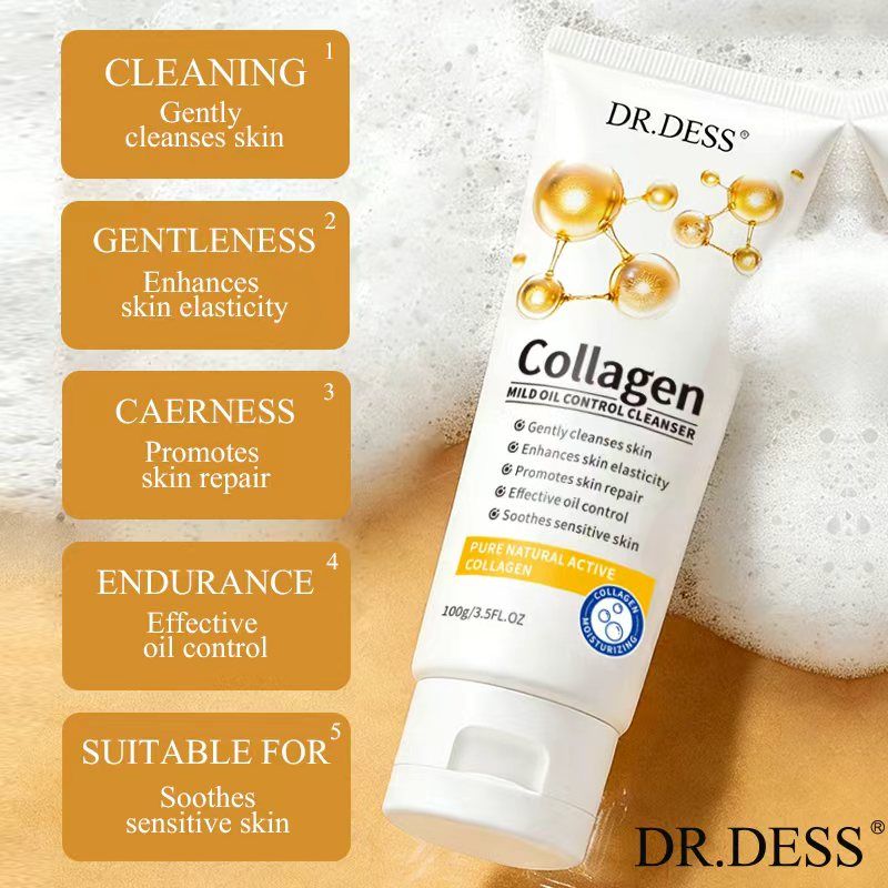 DR.DESS  Collagen Face Cleanser combine deep cleansing with anti-aging benefits to boost skin elasticity, hydration, and firmness
