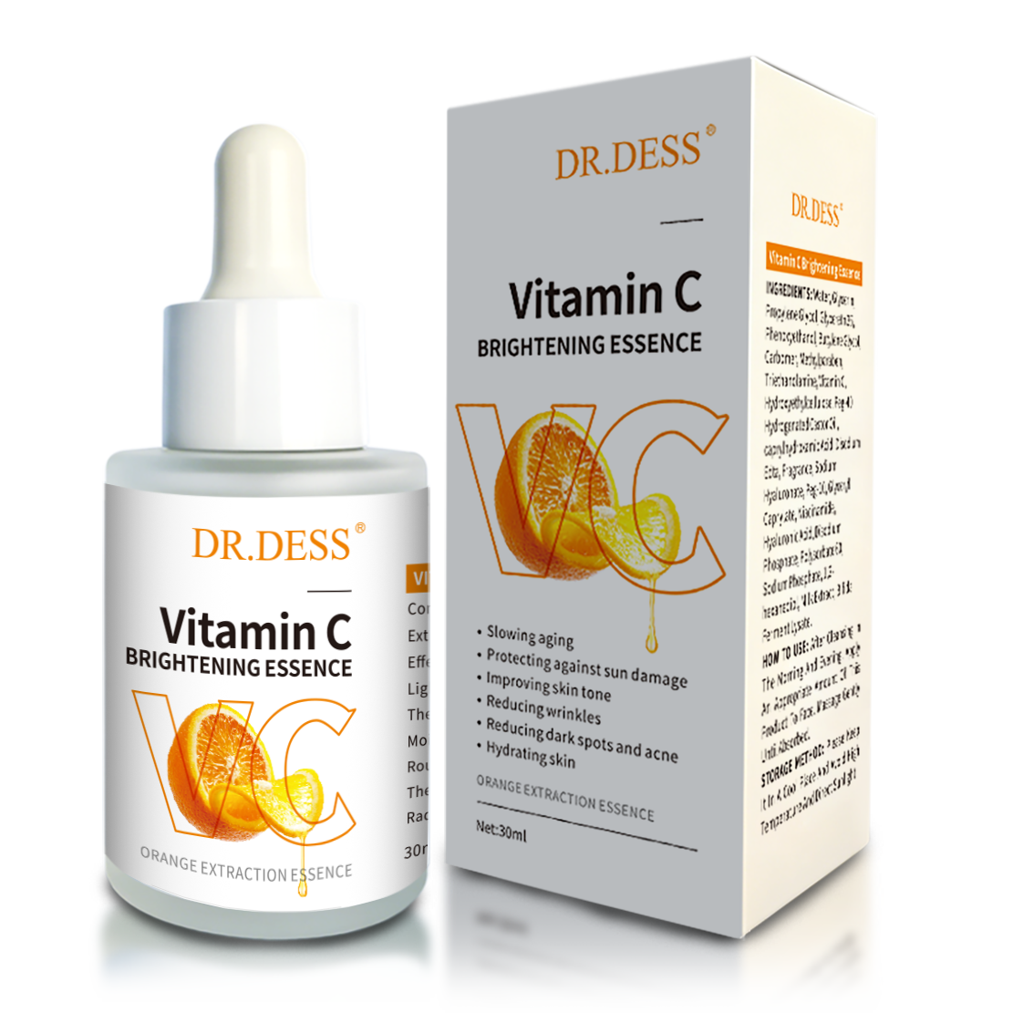 DR.DESS Vitamin C 3-in-1 Facial Skincare Set – Cleanser, Serum & Face Cream for Brightening, Dark Spots, Hydration & Smooth, Glowing Skin  Anti-Aging Routine