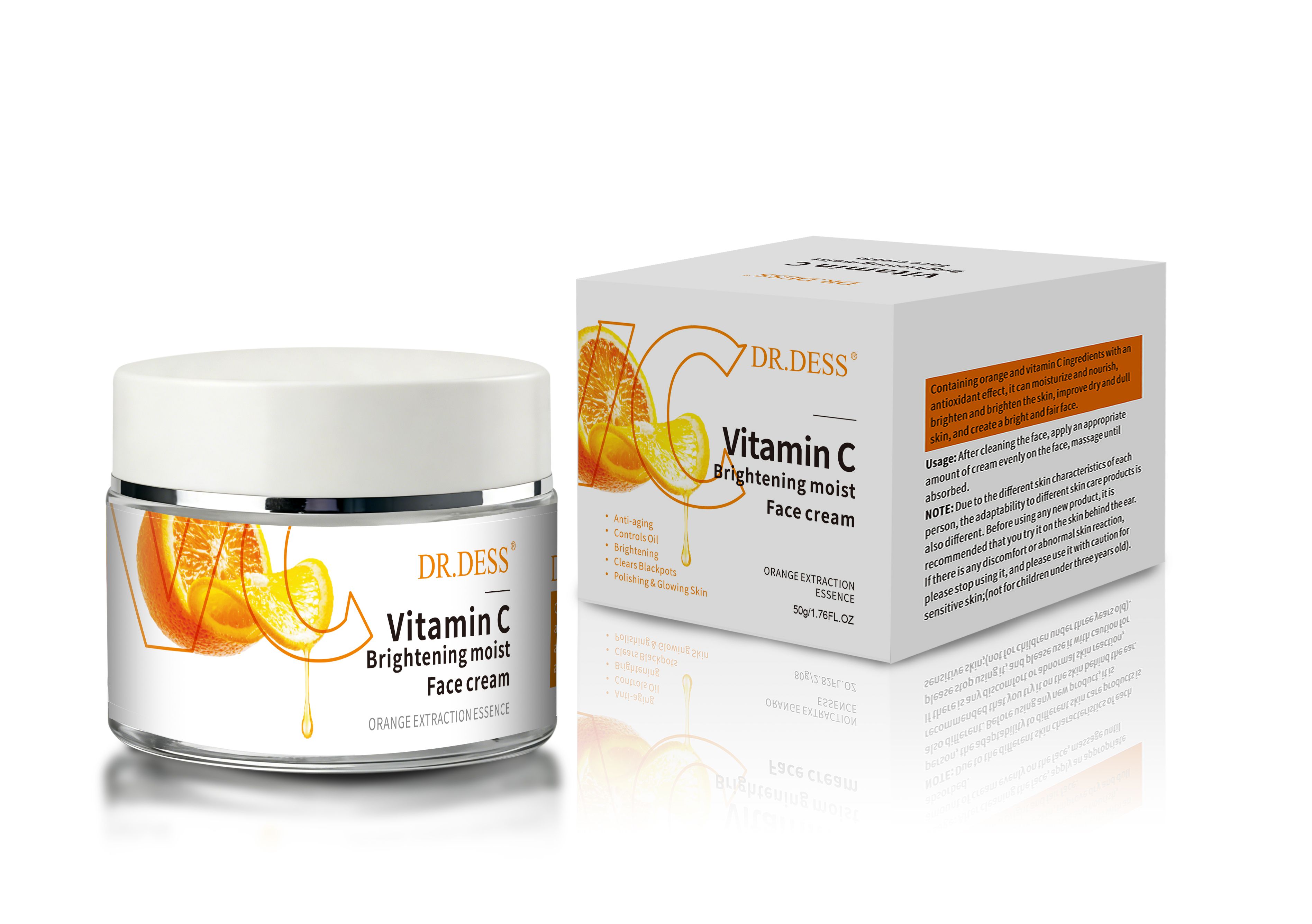 DR.DESS  Vitamin C Moisturizing Face Cream With Ingredients like, Vitamin C and glycerin, hydrates, rejuvenates and brighten the skin ,offering a smooth and glowing appearance