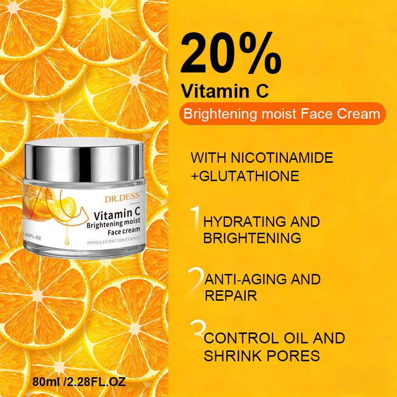 DR.DESS  Vitamin C Moisturizing Face Cream With Ingredients like, Vitamin C and glycerin, hydrates, rejuvenates and brighten the skin ,offering a smooth and glowing appearance