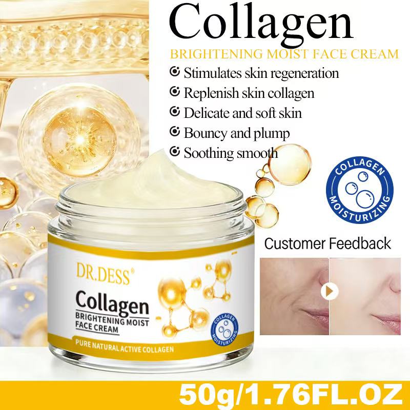 Dr Dess Collagen Anti Aging Face Cream Anti Wrinkles And Fine Lines, Intensive hydration, Anti aging, Brighten skin tone, Acne fade repair essence, Contains collagen