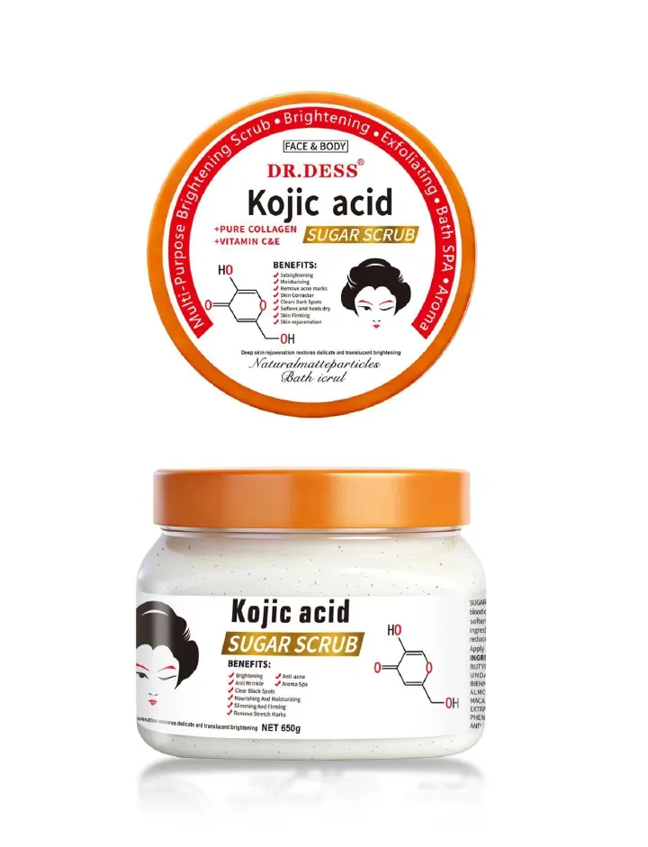 DR.DESS Kojic Acid Body Scrub Clean Face Blackhead Remover Deep Pore Cleansing Facial Mask Skin Moisturizing Hydrating exfoliates dead skin leaving skin softer, clearer and glowing