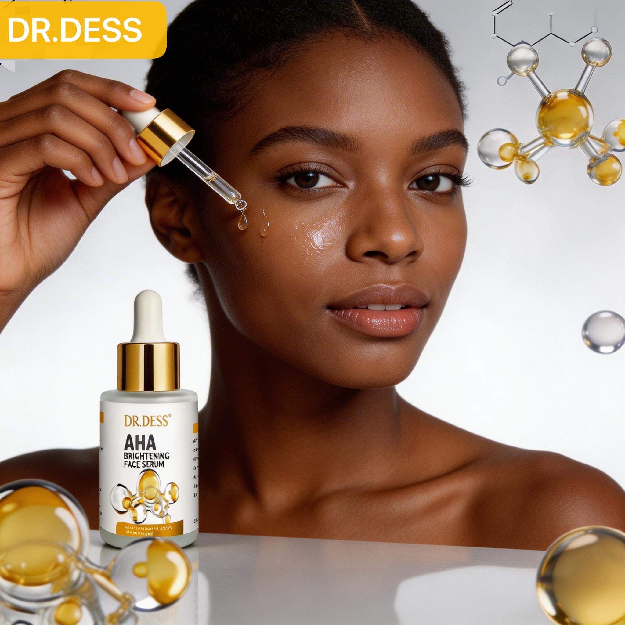 DR.DESS AHA Face Skin Care Set Face Cleanser + Serum+ Cream + FREE 5PC Mask Improves Product Absorption By removing dead skin cell build-up, AHA  allow serums and moisturizers to penetrate more fast