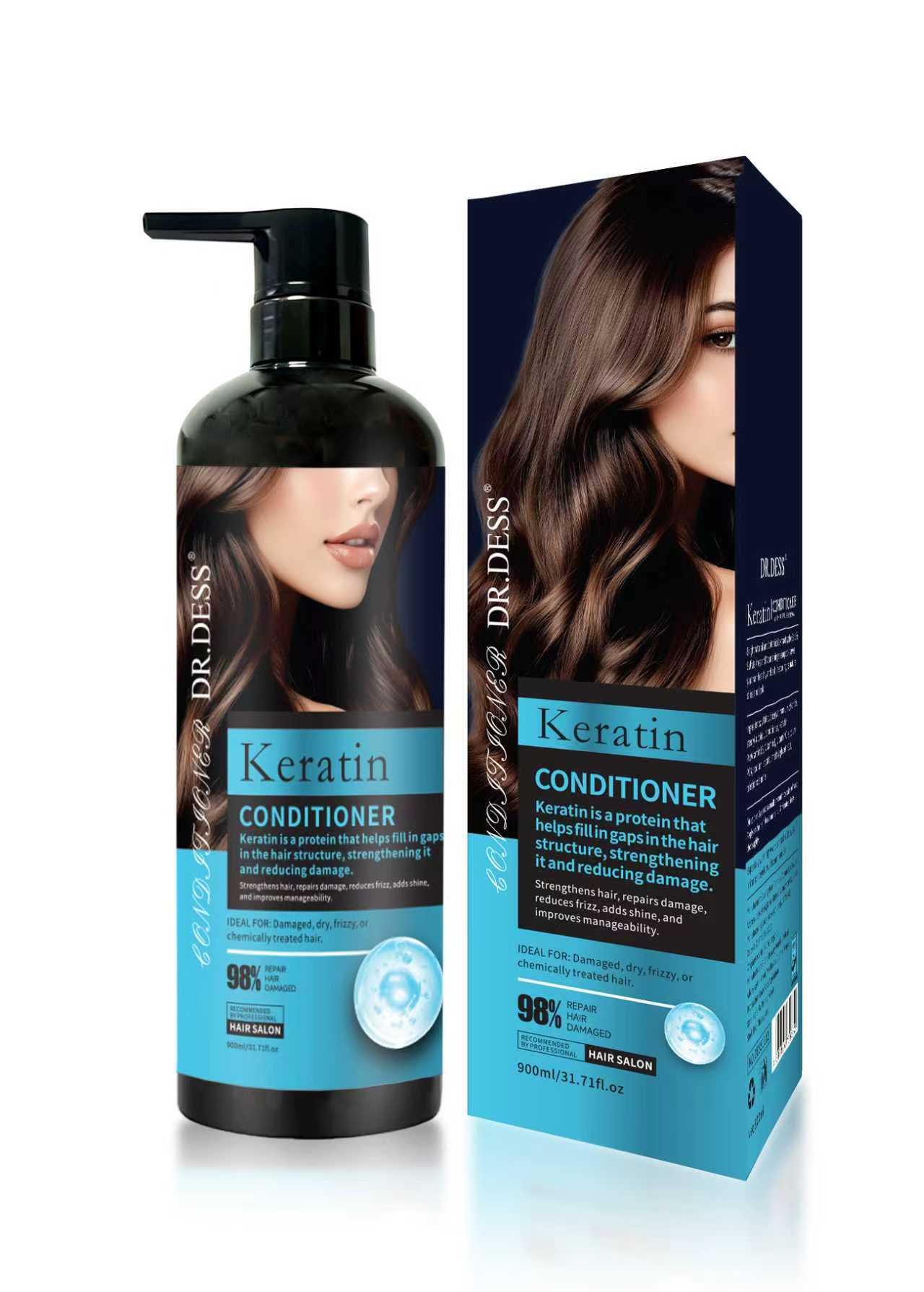 DR.DESS Keratin Hair Conditioner Oil and  Protein Conditioner Anti Hair Fall strengthen, smooth, and repair hair 900Ml Moisture Retention Heat Protection