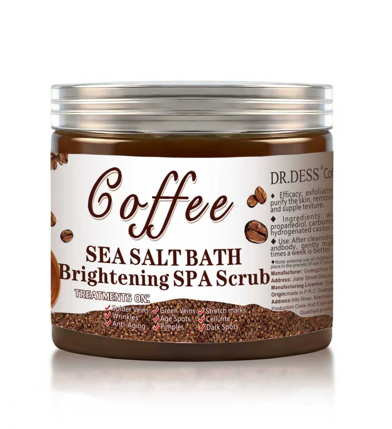 DR.DESS Coffee Sea Salt Bath Brightening & Lightening Spa Scrub Exfoliating Body Scrub