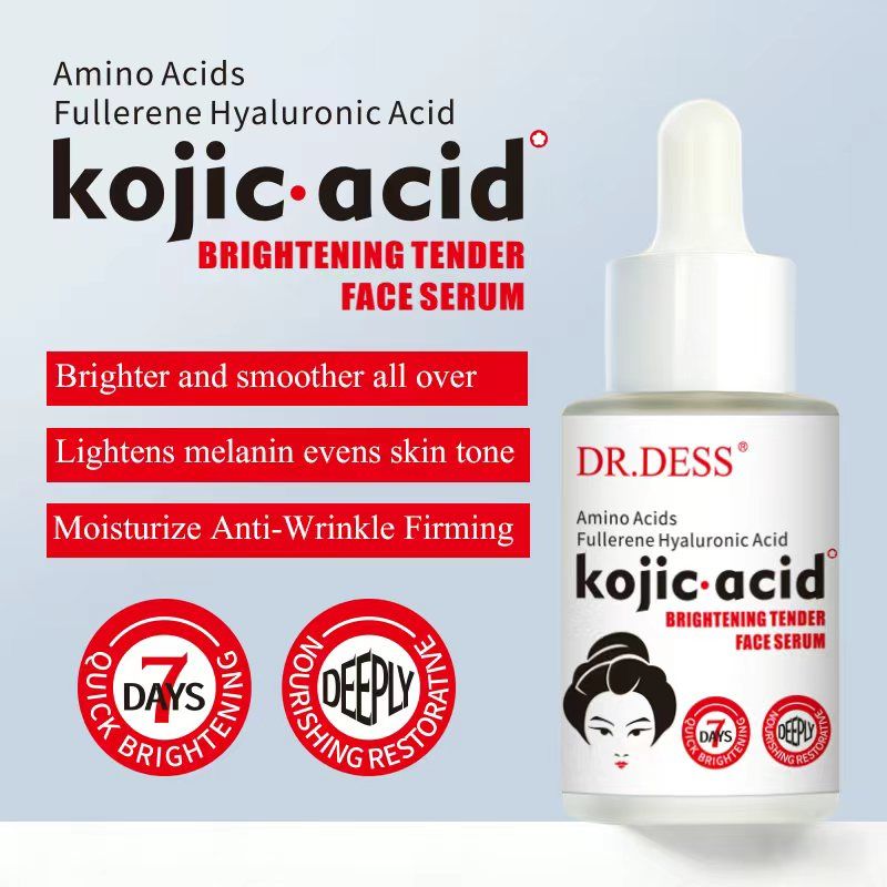 DR.DESS Kojic Acid Face Serum Protects against Acne, Dark Spots, Freckles Reduces Skin Pigmentation and Anti Aging Facial Serum