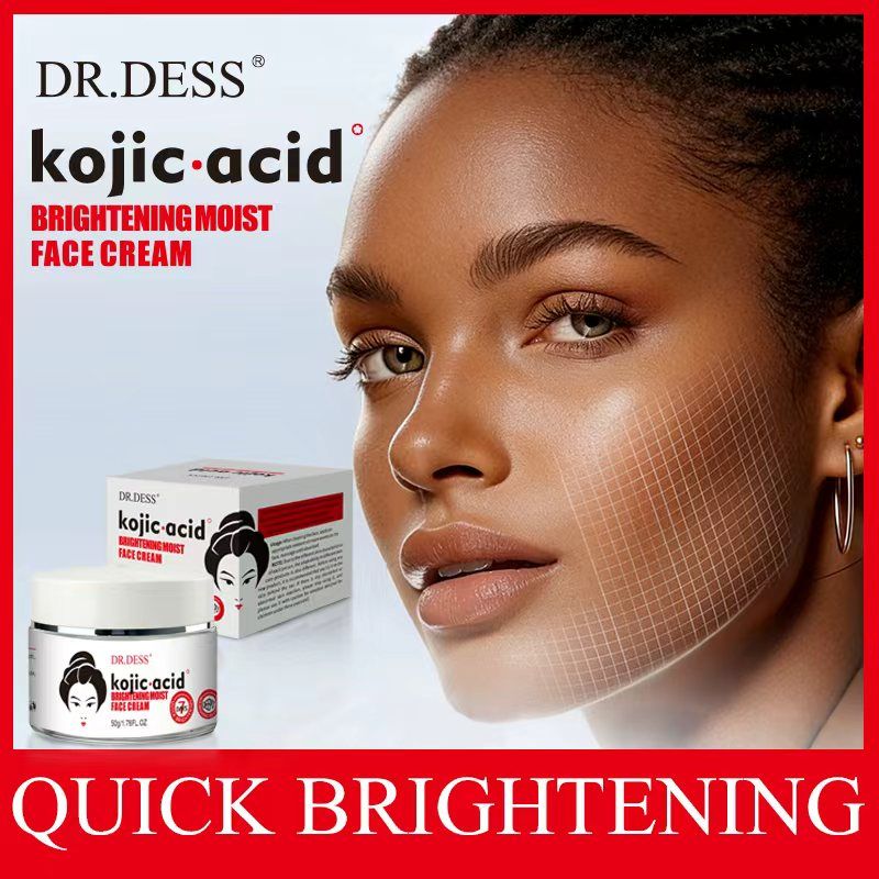 DR.DESS Kojic Acid Brightening Moist Face Cream 50g Skin Lightening Hydrating Anti-Acne Reduces Dark Spots Smooth Nourishing Daily Moisturizer