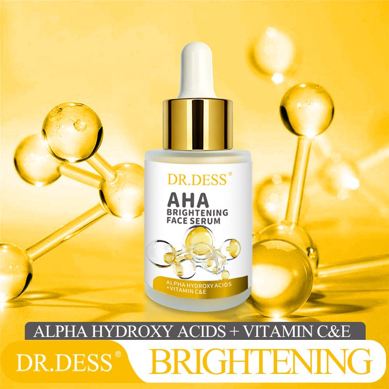 Dr. Dess AHA Brightening Face Serum with Vitamin C, Niacinamide & Hyaluronic Acid, Anti-Acne, Dark Spots Fading, Hydrating, Skin Barrier Repair for Sensitive & Acne-Prone Skin