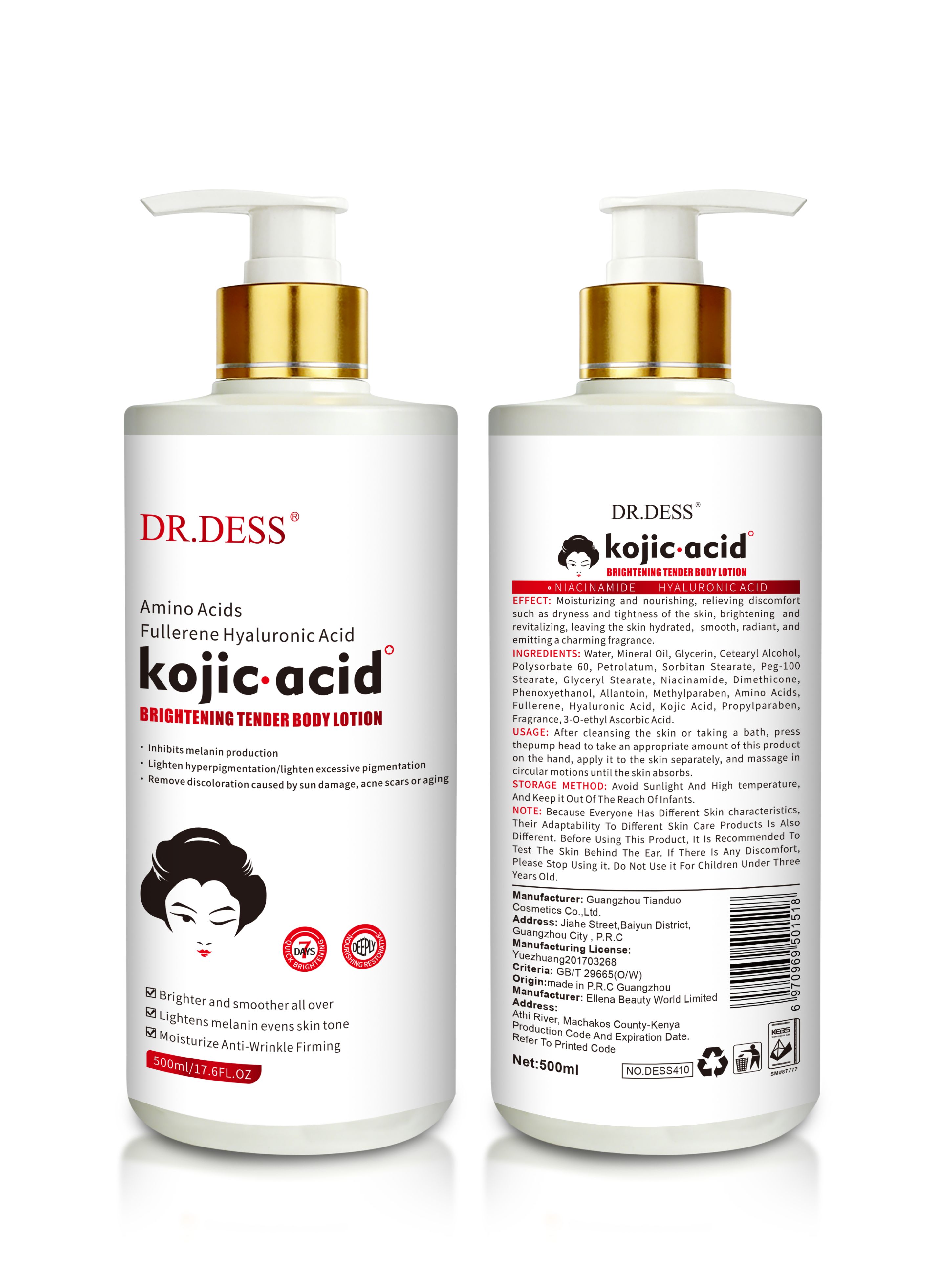 DR.DESS Body Lotion Collagen Kojic  Papaya  Turmeric  Vitamin C  Deeply Moisturizes, Nourishes, Soothes Dryness, Brightens Dull Skin, Leaves Skin Smooth, Soft and Radiant  500ml
